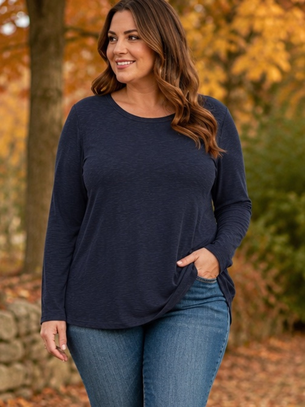Rachel Zoe Navy Long Sleeve Top plus 2X